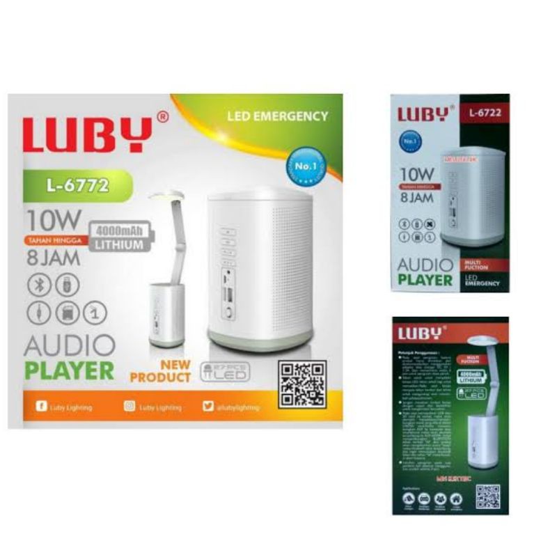 Lampu Belajar / Lampu Emergency + Speaker Bluetooth Luby L 6722