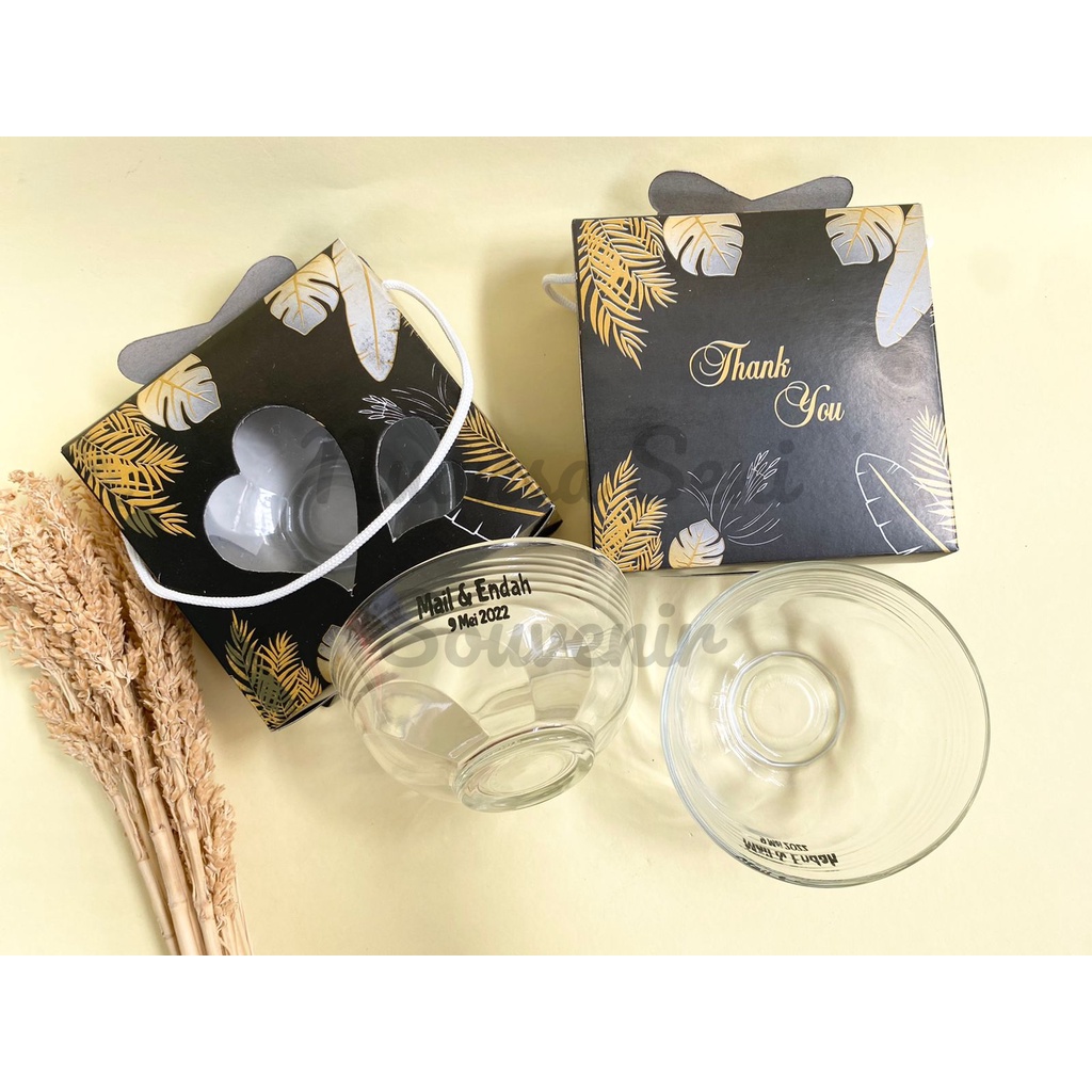 Souvenir Mangkok Sambal Mangkuk Motif Kaca Kecil Mangkok Sablon