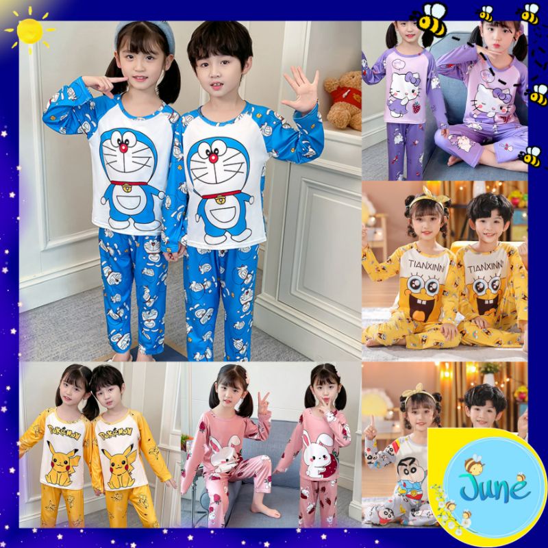 JUNE COLLECTIONS BAJU TIDUR ANAK SETELAN PIYAMA BAYI SET LENGAN PANJANG BAHAN LEMBUT #583-588