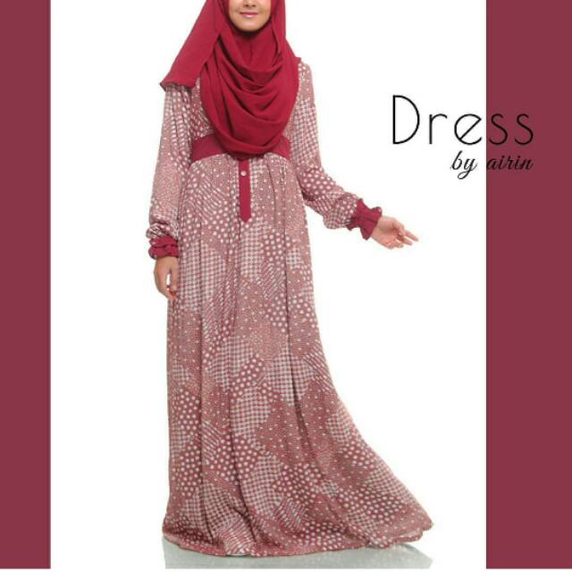 Dressbyairin Luna crimson S free hijab segi 4