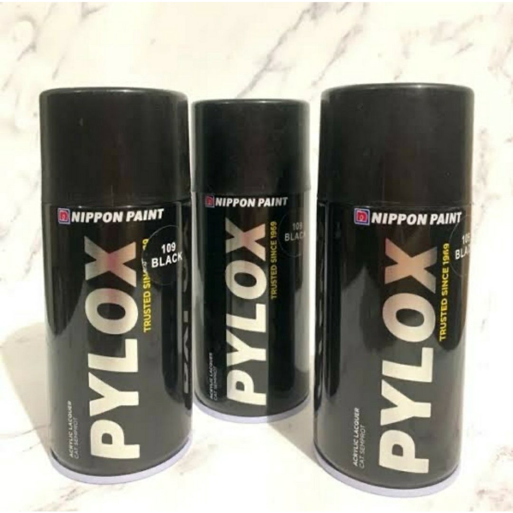 CAT SEMPROT PYLOX PILOX NIPPON PAINT 300cc HITAM PUTIH CLEAR