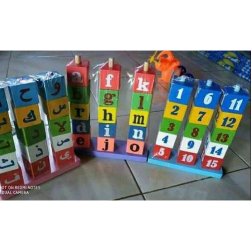 BALOK SUSUN HURUF, ANGKA & HIJAIYAH