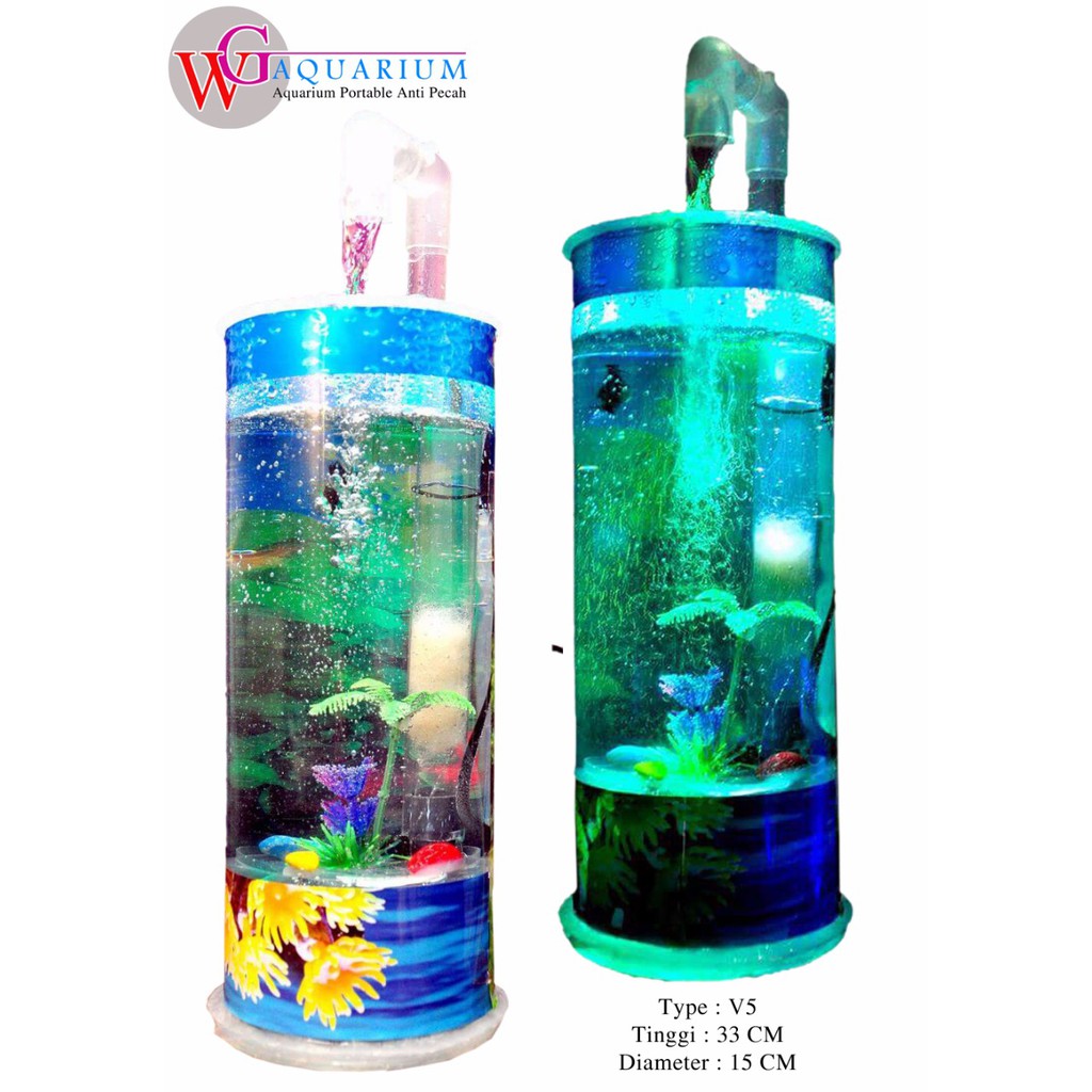 Aquarium Mini Tipe Vertikal Air Mancur Wg Aquarium Tipe V5