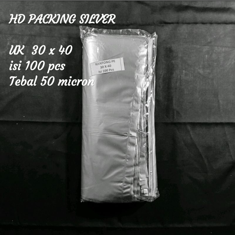 Plastik Packing Uk 30x40, HD Packing, Kantong Bungkus Paker Warna Silver