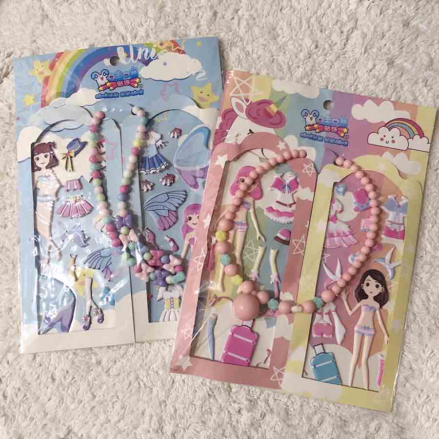 kalung + Stiker Set anak perempuan, 100% cute-1pcs