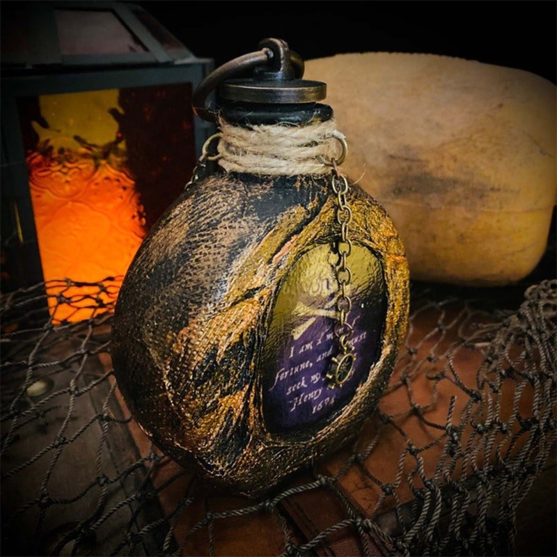 Ornamen Botol Labu Bentuk Tengkorak Bajak Laut Bahan Resin Untuk Halloween