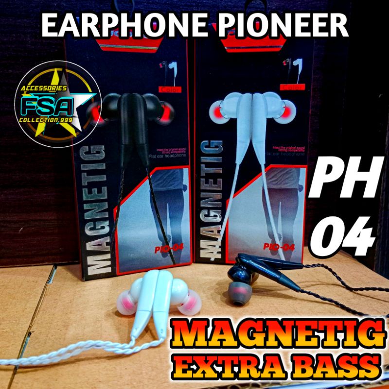 (Pioner-04) Headset Power Full Bass Magnetic Earphone Premium Quality Audio in Ear