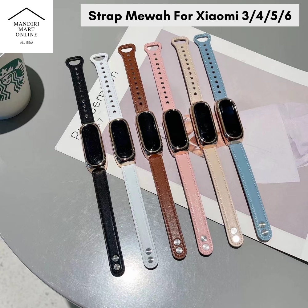 Strap Mewah Bahan Kulit Xiaomi Mi band 7 6 5 4 3 / Tali Miband 3/4/5/6/7 Kualitas Terjamin