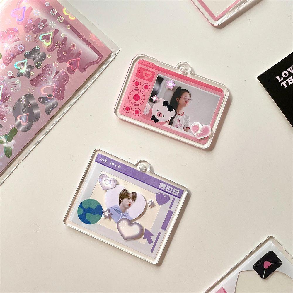 Gantungan Kunci Frame Foto Agustinina Idol Card Kawaii Transparan 1inch Ransel Liontin Photocard Key Rings