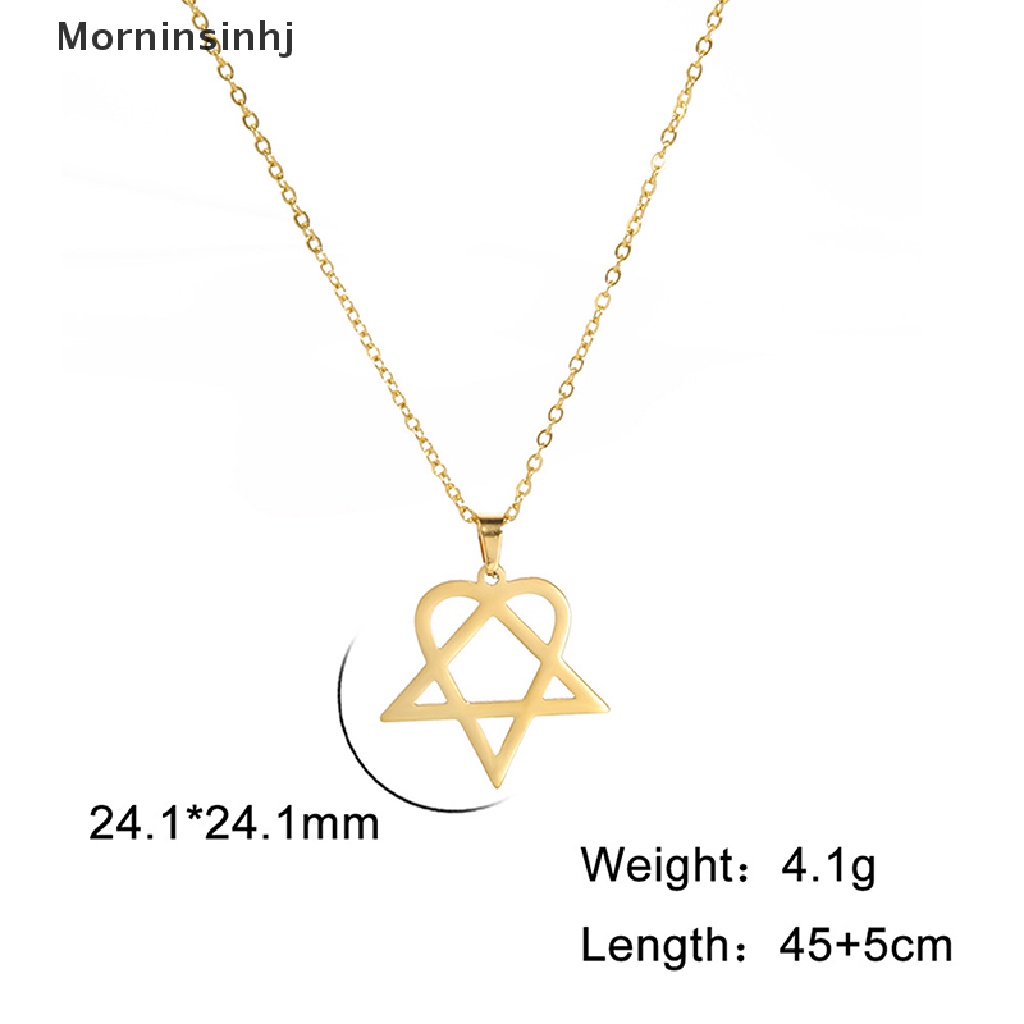 Mornin Klasik Sederhana Heartagram Bintang Hati Anti Karat Liontin Kalung Perhiasan id