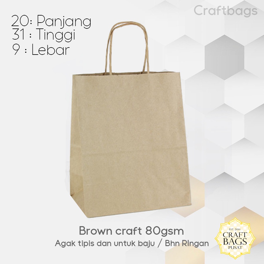 

Paper bag coklat polos 31x9x20 CM / Paper bag polos tali kertas souvenir wedding packing olshop / Papperbag kertas packing online shop murah / paperbag polos murah