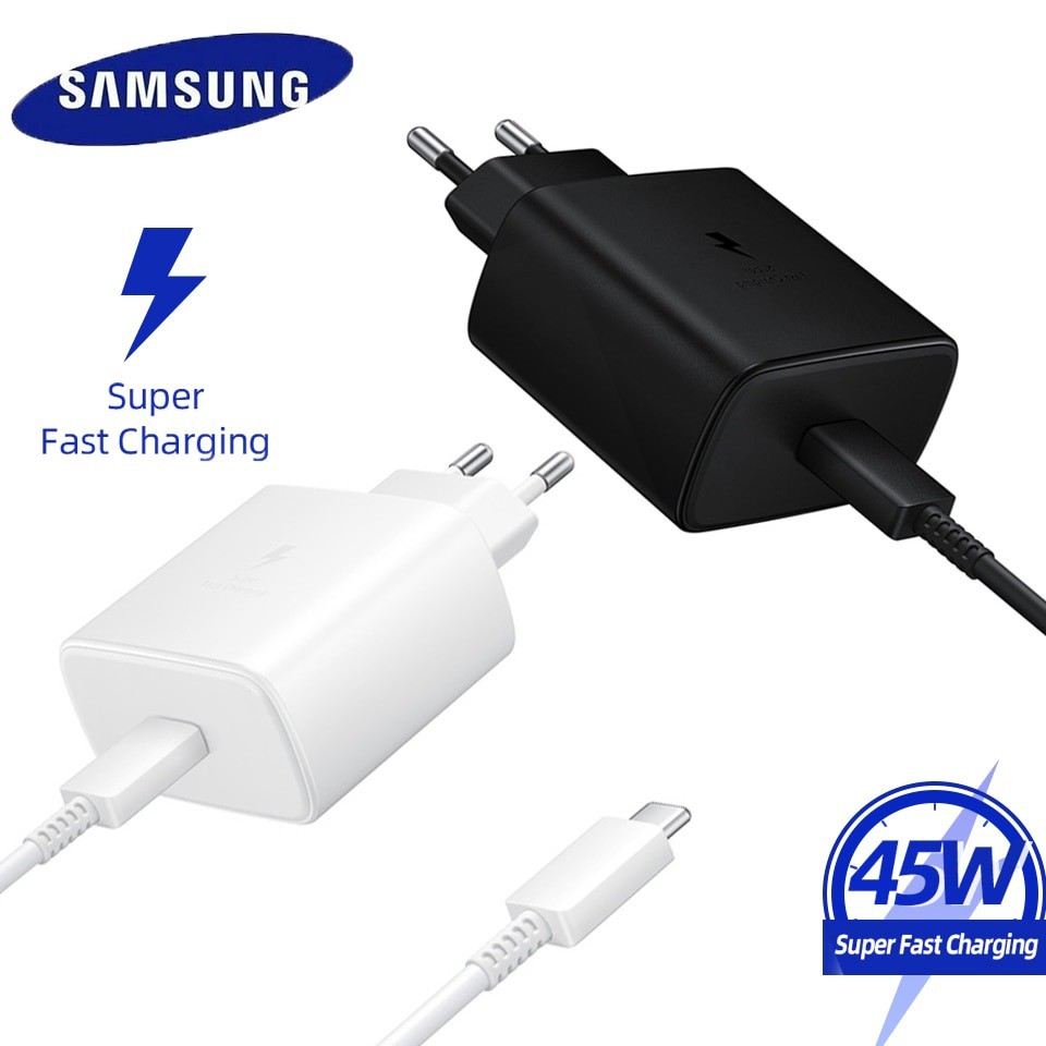 Charger Samsung Note 20 S20 S21 45 Watt Super Fast Charging Type-C Packing Travel Adapter