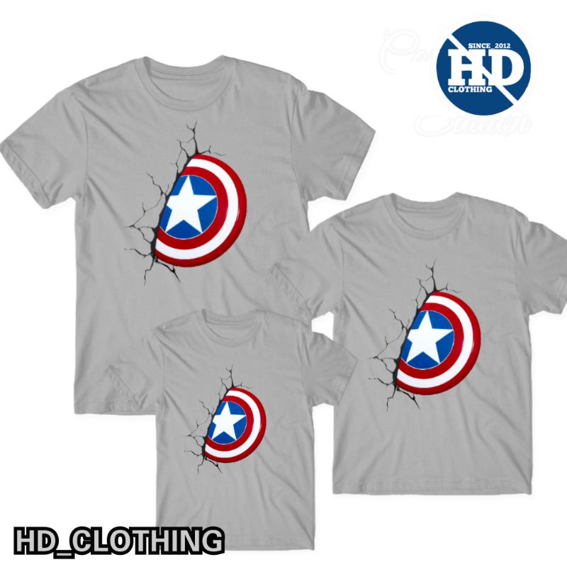 KAOS ANAK SUPERHERO CAPTAIN AMERICA ANAK DAN DEWASA - BAJU COUPLE KELUARGA