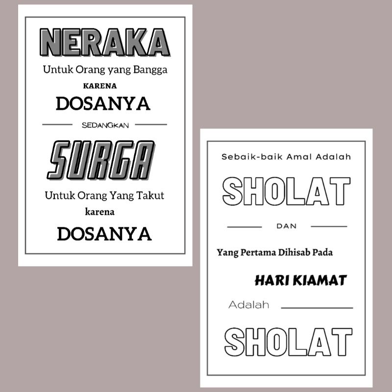 Hiasan Dinding Islami Motivasi - Bingkai Pajangan Qoutes Islam Sunah - Decorasi ruangan Muslim - Wall Decor Rumah