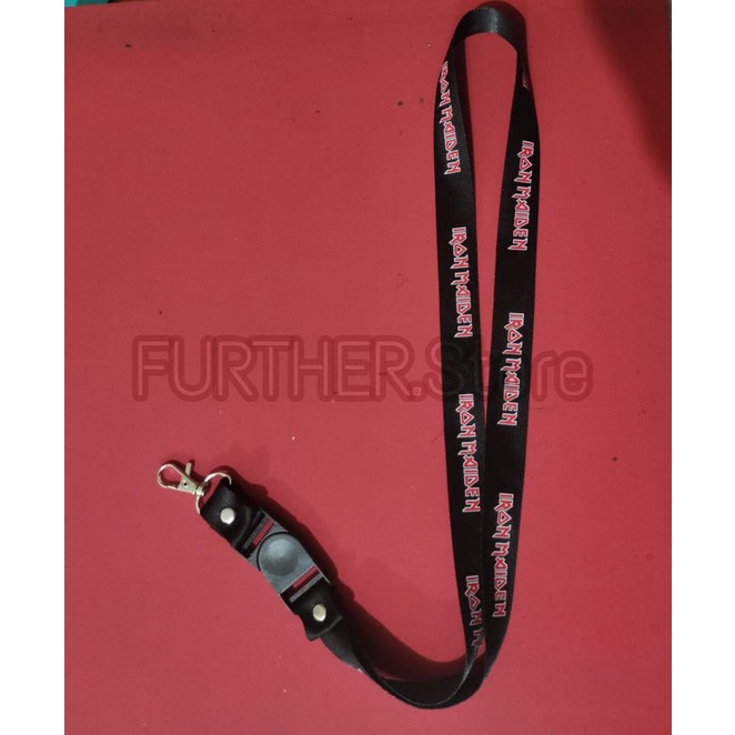 

lanyard IRONMAIDEN / gantungan kunci band metal / tali layard hitam gantungan leher name tag id card kartu nama / pods