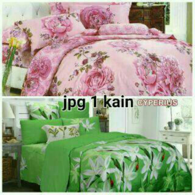 sprei floral pink dan cyperius katun jepang