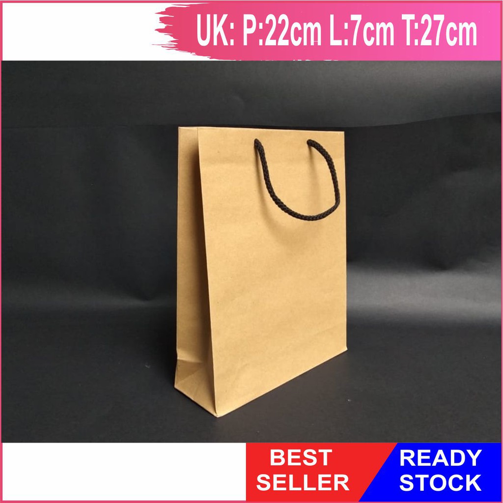 

10 pcs Paperbag Polos, Paperbag coklat, Paperbag besar, Tas Kertas Polos, Paperbag Murah, Paperbag 22*7*27