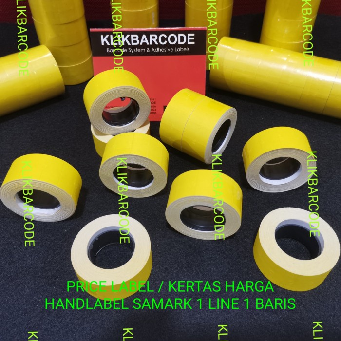 

KERTAS STICKER HANDLABEL 1 LINE - SINGLE LINE - 1 BARIS SATO SAMARK - Kuning
