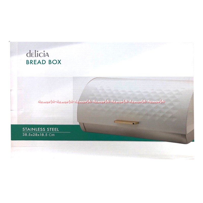 Delicia Bread Box Stainless Steel White Tempat Roti Kue Makanan Dengan Tutup Deliccia Breadbox