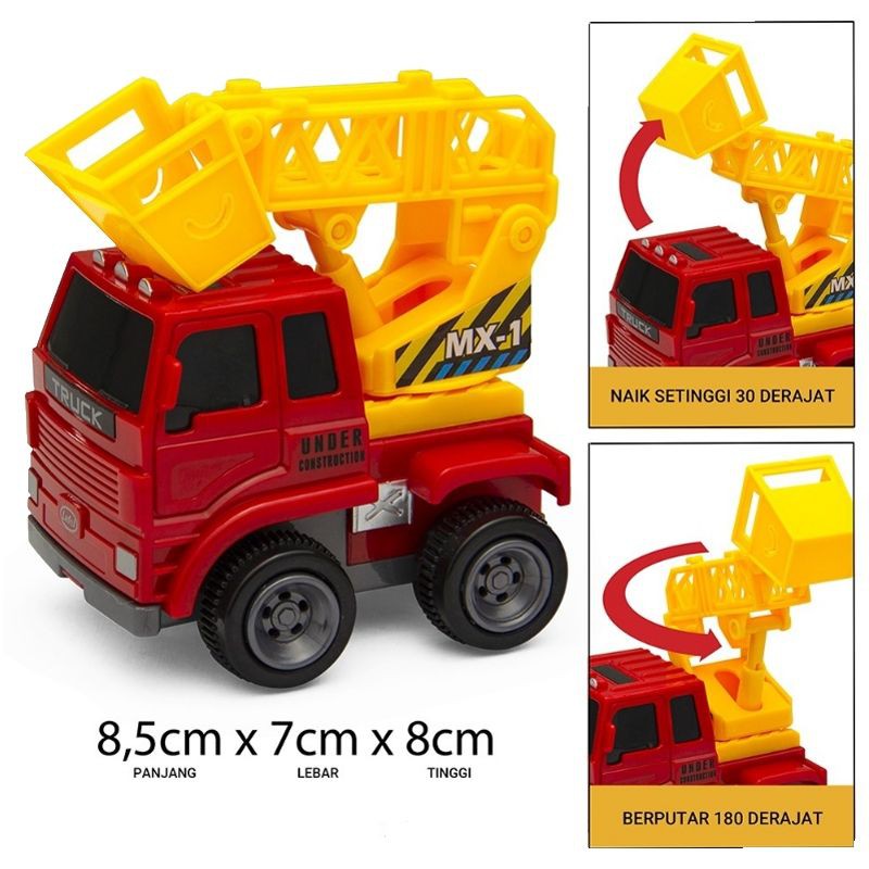 Mini Fire Truck Friction Power / Mainan Truk Pemadam Fire Ladder Engine Bisa Jalan