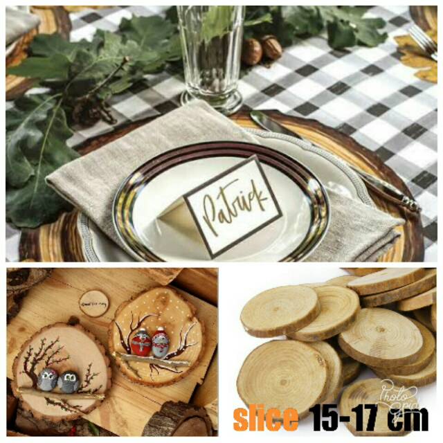 Wood slice / potongan kayu,  hiasan meja, ornament