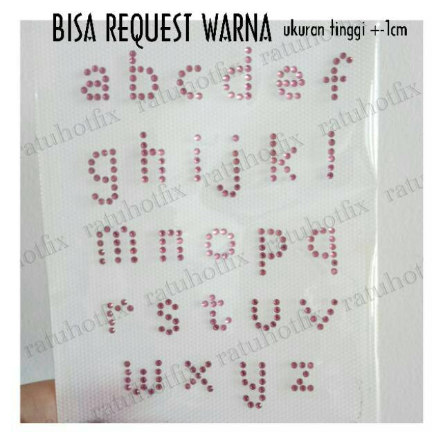 (A-M kecil tegak) font basic huruf kecil nama hotfix kristal logo custom non swarovski