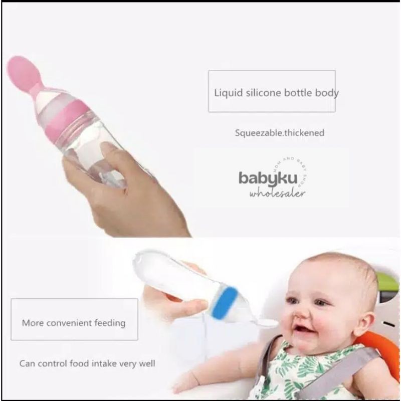 Botol sendok makan bayi baby bottle soft squeeze feeder