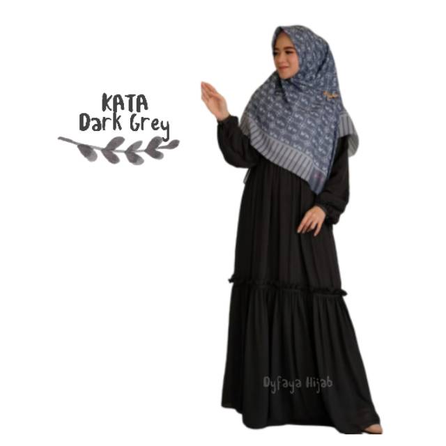 GAMIS SYARI KATA DARK GREY ORIGINAL BY WM SIGNATURE
