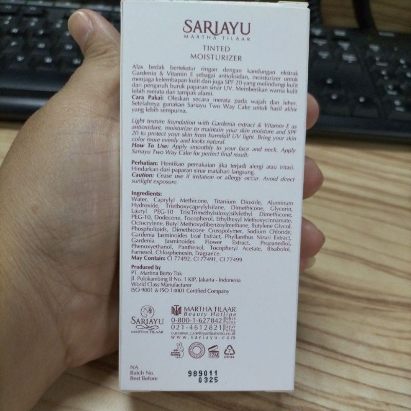 Sariayu Tinted Moisturizer Spf 20