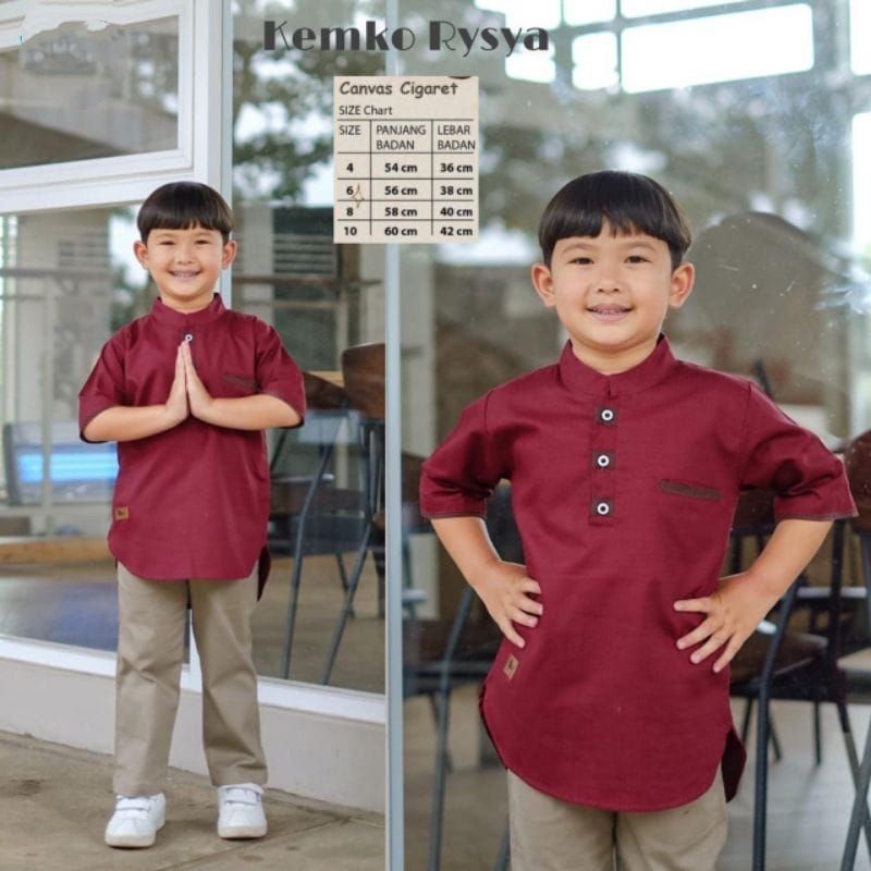 Pakaian Baju Kemeja Muslim Koko Kurta Anak Anak Laki Laki Cowok Rysya Premium Usia 2 3 4 5 6 7 8 Tahun