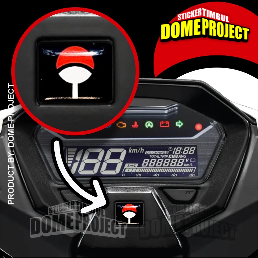 EMBLEM SPIDOMETER HONDA LOGO UCHIHA STIKER TIMBUL AKSESORIS MOTOR STICKER SPEEDOMETER