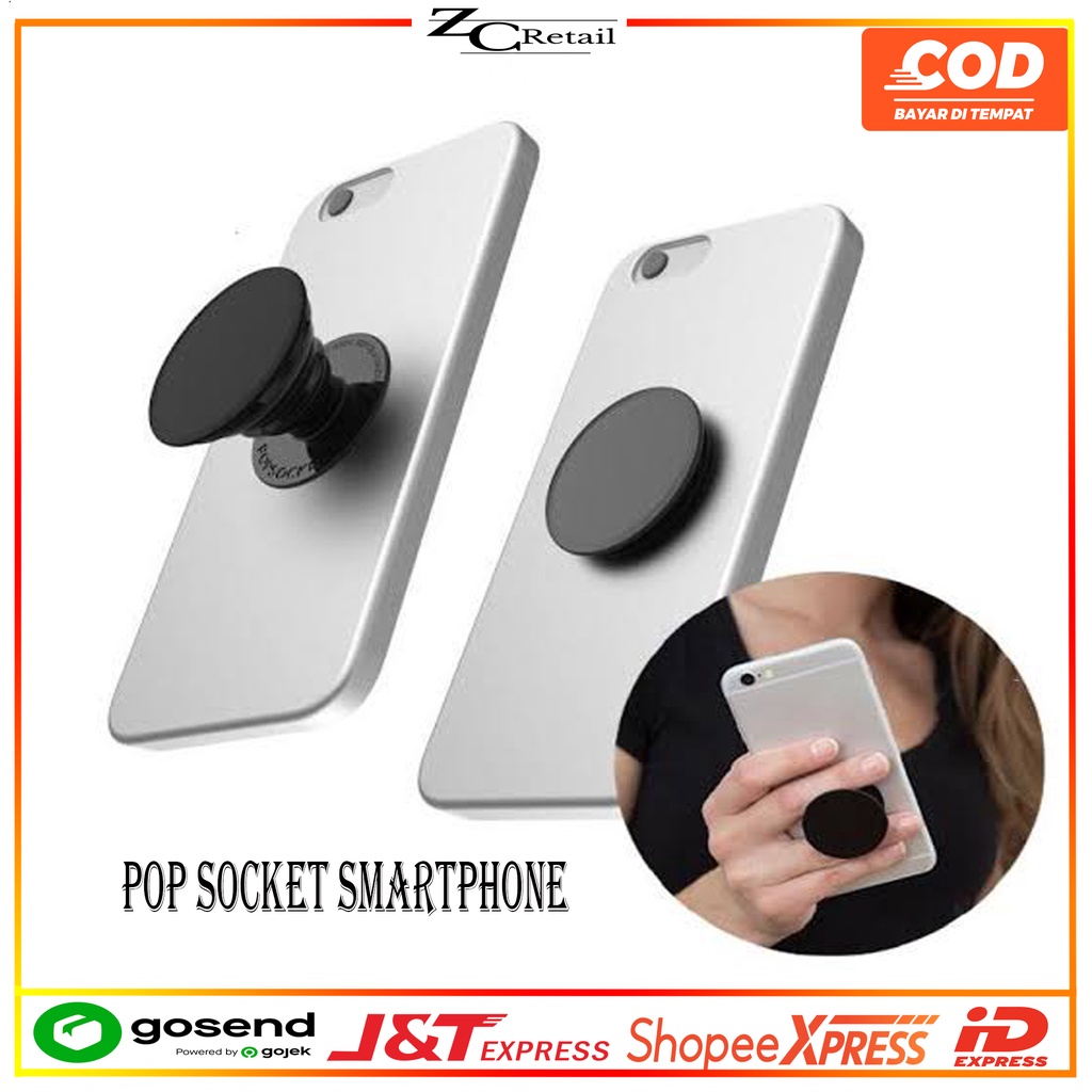 Stand Holder Pop Socket Phone HP POLOS Popsocket Standing Pegangan Hook Headset Penyangga smartphone