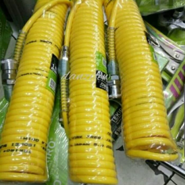 (LjT)Selang Kompresor Rekoil Hose Merk Tekiro Kuning 12 Meter