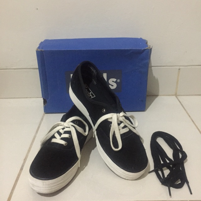 Preloved Keds Triple Decker 70s Suede Black