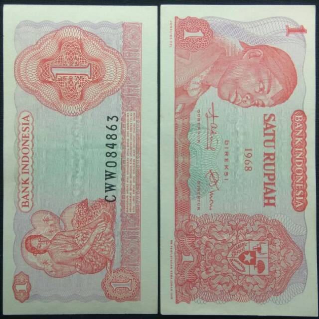 UANG KERTAS KUNO 1 RUPIAH SUDIRMAN TAHUN 1968