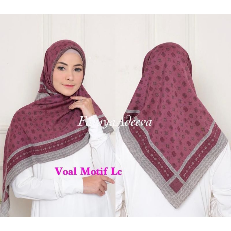 Hijab VOAL PREMIUM Motif Songket 3 Jilbab Segiempat Motif Laser Cut-3. Ungu Plum