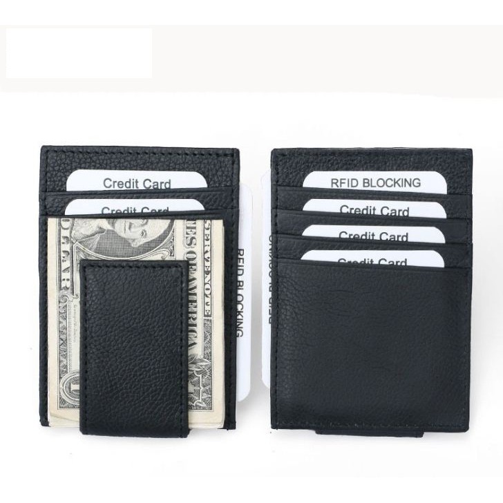 D3033 RFID Blocking Money Clip Card Holder Kulit Asli Dompet Kartu