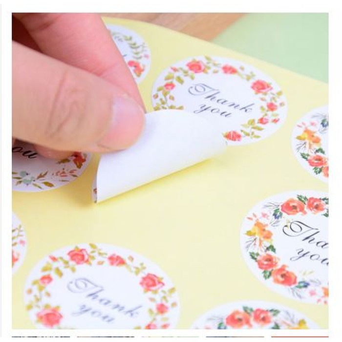 Paper Tags Sticker THANK YOU - Flower Wreath (1sheet/12pcs)