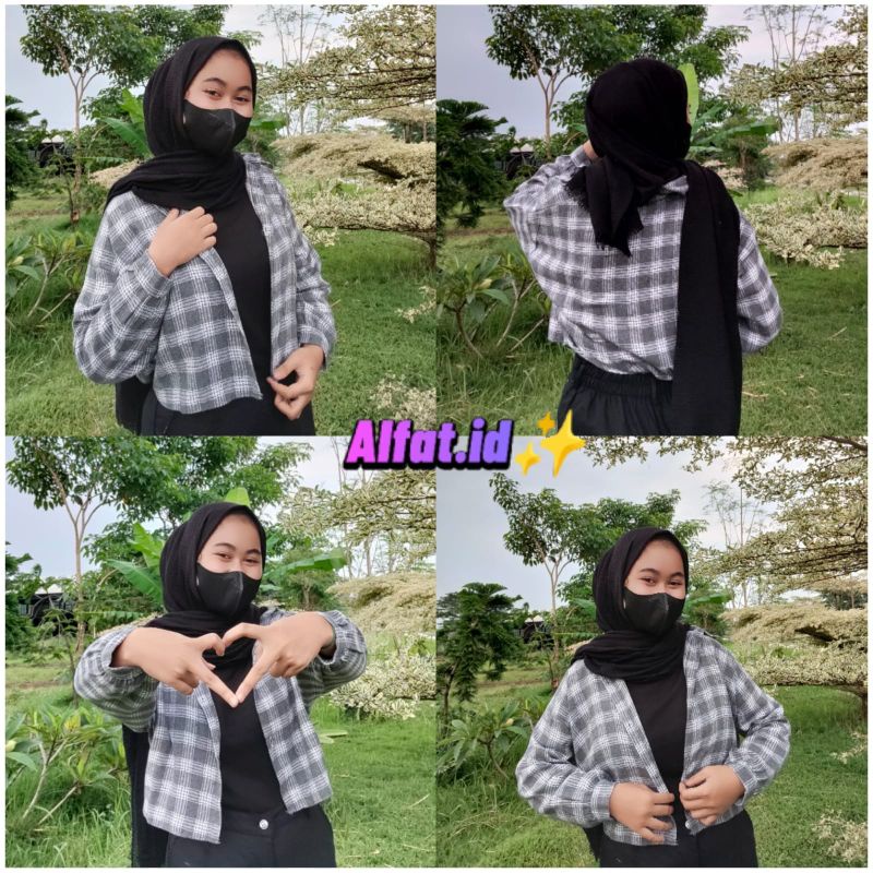crop top tartan / crop top flanel / kemeja crop wanita-Motif 21