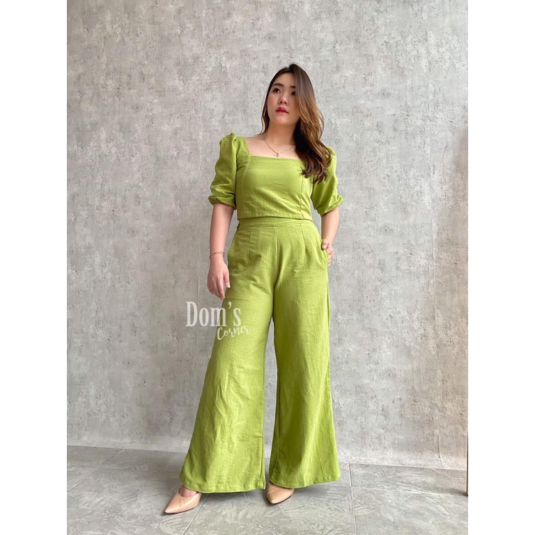 Domscorner - Kulot set Version - Ye jin set CELANA (PO PRE ORDER)-Apple green ALL SIZE
