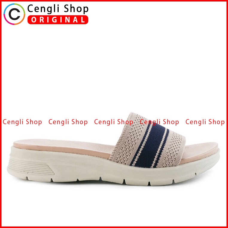 SANDAL FLAT OBERMAIN WANITA ORIGINAL SLIDE CASUAL TERBARU BEIGE OW01