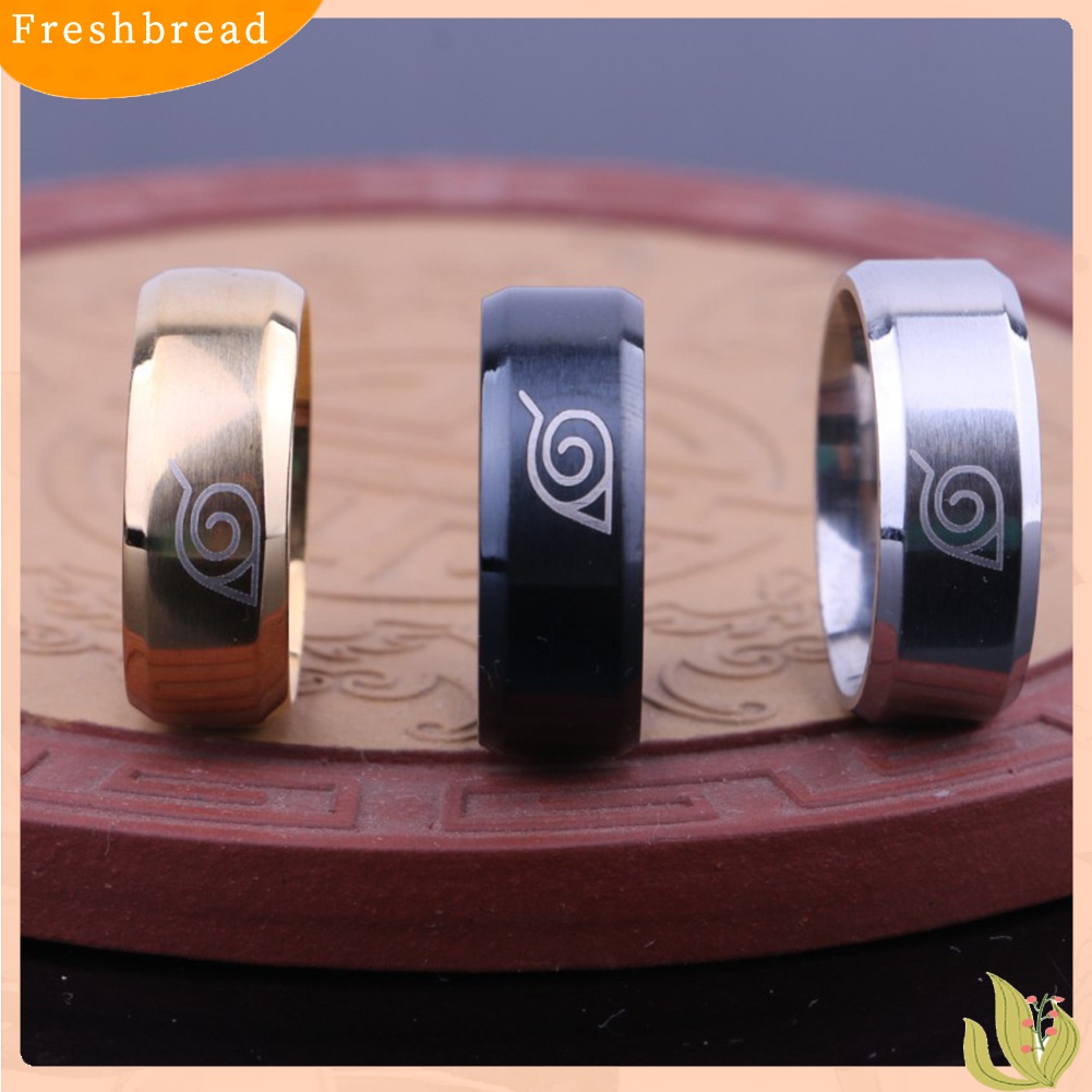 [TERLARIS]Unisex Naruto Konoha Leaf Village Logo Titanium Steel Ring Cosplay Jewelry Gift