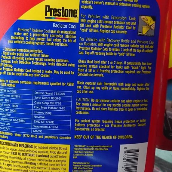 Air Radiator Prestone Coolant 4L Air Radiator Warna Hijau Merah - Hijau ➪