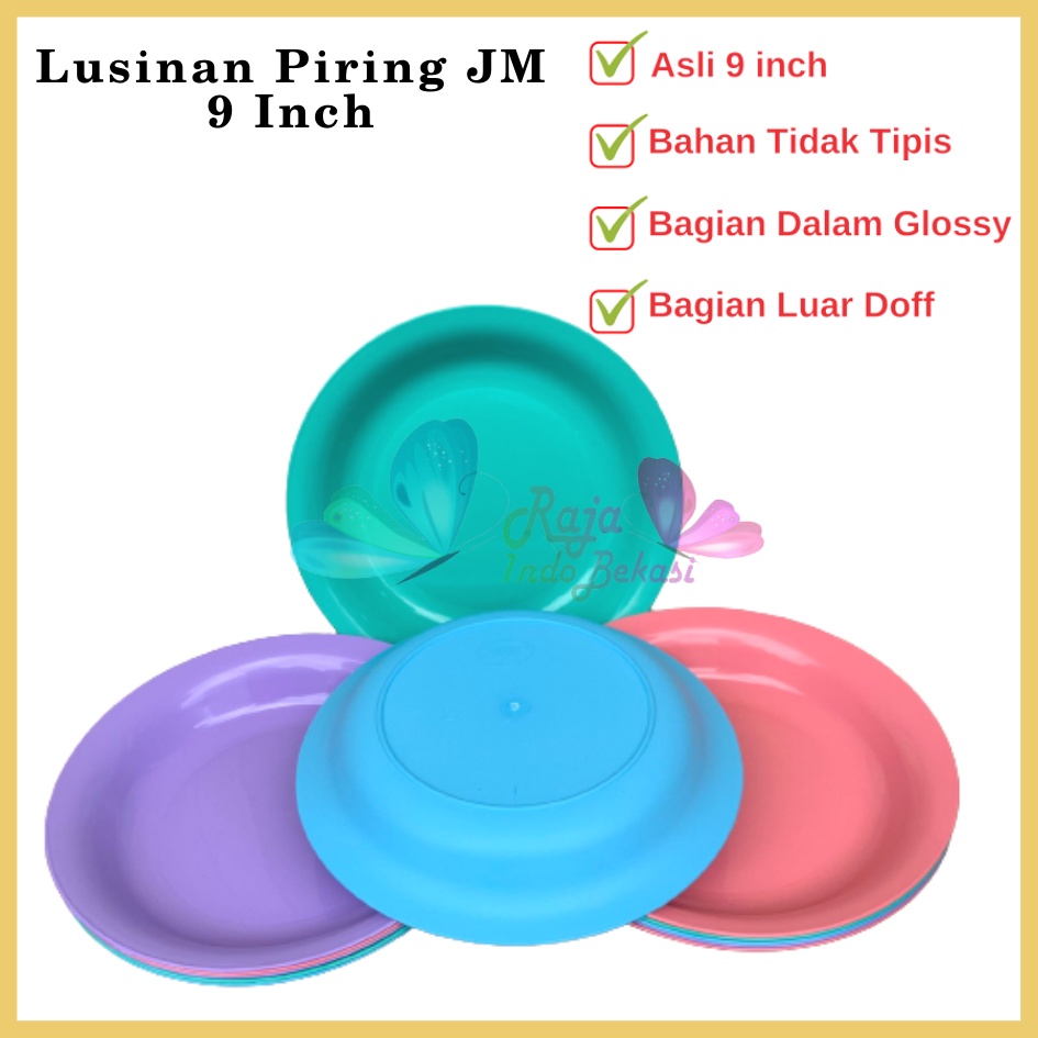 LUSINAN Piring Plastik JM 9 Inch Warna Pastel Piring Kecil Besar Set Makan Plastik Acara Pesta Melamin Rotan Murah Lusinan 1 Lusin Putih Murah Termurah - piring bulat ayam plastik 9 inch - Piring Porcelain Diameter 21 cm | Piring Makan Keramik