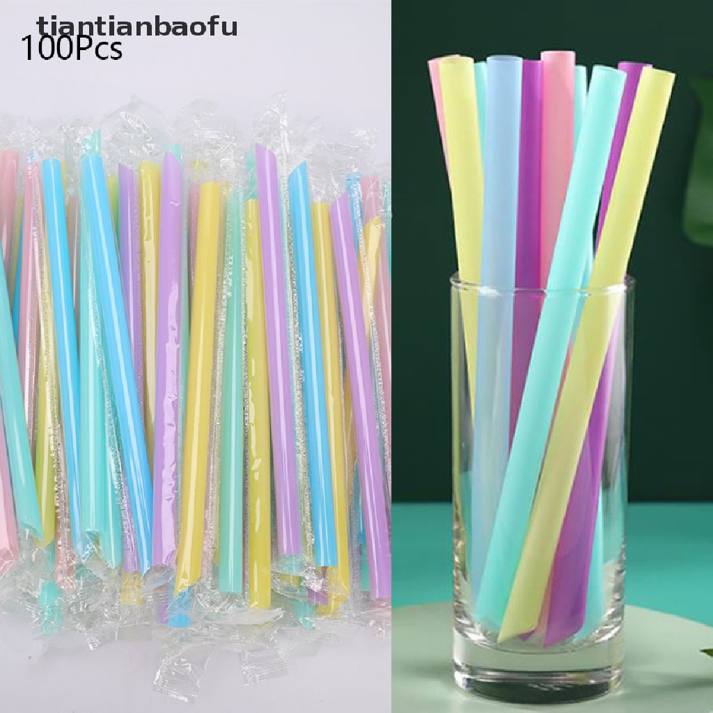 [tiantianbaofu] 100pcs Large Drinking Straws Mixed Colors For Pearl Bubble Milk Tea Smoothie Boutique