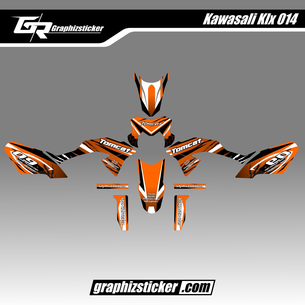 DECAL STICKER MOTOR KAWASAKI KLX BF STRIPING ORANGE