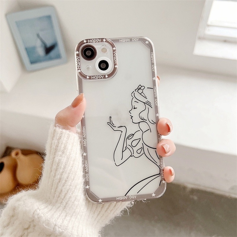 Soft Case Tpu Motif Anime Princess Line Compatible for iPhone 11 Pro Max iPhone 14 13 12 Pro Max X Xr Xs Se 2020 Max 7plus 8plus 8 7 6 6s plus Anime Princess Line TPU Soft Silicone Phone Protective Back Cover