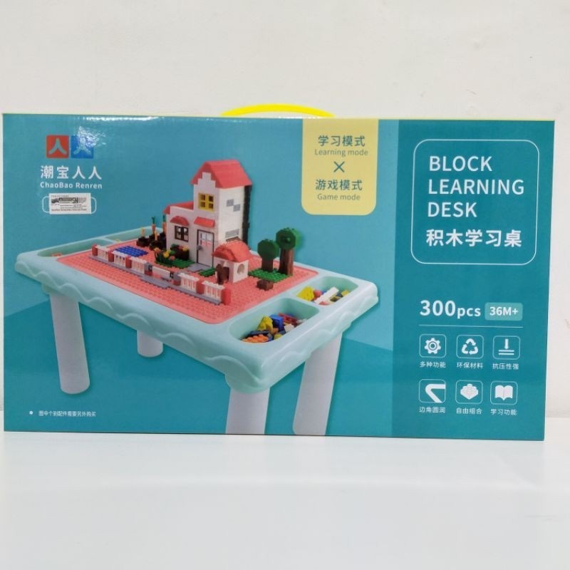 Mainan Edukatif Block Learning Desk / Meja Belajar Bermain Lego 2 in 1 /Bongkar Pasang Balok