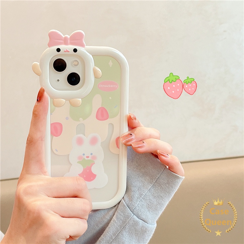 Soft Case TPU Motif Kartun Es Krim Beruang Kelinci 3D Untuk IPhone 6 6S 7 8 14 Plus 11 13 12 14 Pro MAX XR X XS MAX SE