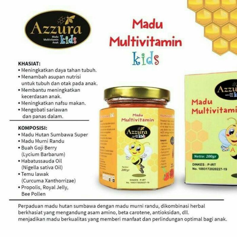 Madu Anak Azzura Kids 200gr Madu Multivitamin